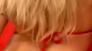 The Bootylicious Slut in a Red Bikini Is Horny Af and Covered in Hot Cum.