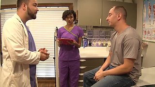 The nurse put on gloves and helped the patient with a bold move.