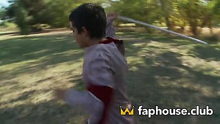 Dirty dark haired mega-slut receives super hot facial cumshot in heavy