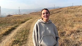 First Date Sex with Cum in Mouth - Amateur Redhead Deep Throat Outdoor Fuck