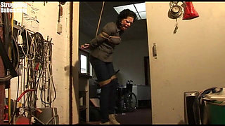 Steffi Dangling on Rope Tightly Ballgagged