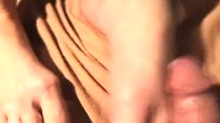 Sexy blonde enjoys foot fetish