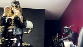 Heavy nipple clamps on skinny slave girl