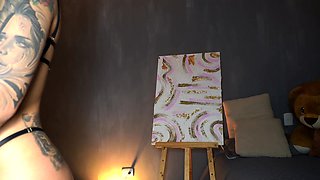 Big boobed Memphis masturbates in a bodystocking