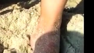 Big-Breasted Girl's Orgasm at the Beach
