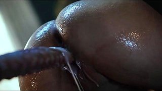 Sexy young babe filled up with creamy cum by tentacles