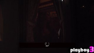 Gorgeous dark hair shows seductive plumper body