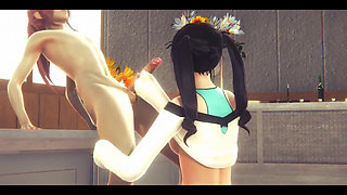 Hentai Uncensored - Yumiko Plays with Two Friends and Jerks off and Gets Fucked by Both of Them in a Church - Japanese Asian Man