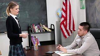 Scarlett Fever's tiny tits tremble as David Loso thrusts his massive cock in doggy style