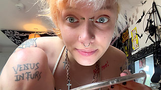 No Makeup Goth Girl Mouth Tour with Hand Mirror