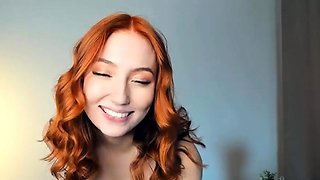 Amateur redhead masturbates then gives a blowjob