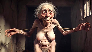 Granny in Rope Bondage - Hairy Pussy & Anal Creampie Desire