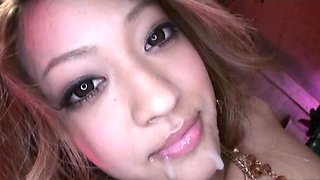 Japanese Ann Umemiya gets her big naturals out and takes a massive cumshot from the gangbang