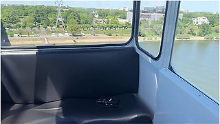 Sally Dinosaur And Verified Amateurs In Risky Public Cable Car Blowjob The Sky
