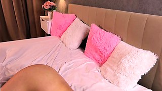 Small titted brunette teen fingering on the bed