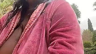 Ebony SSBBW MILF Stripteasing Outdoor