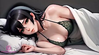 StepSisters Friend Sneaks Into Your Bed And Wants Your Cum On Her Small Tits - Close up - POV - AI