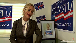 Vote Simone Sonay! Hot Blonde Dominated by Stepmom & Gangbanged! Dap!