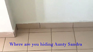 Vgq1 Aunty Sandra in White Girdle, Rht Stockings and Sheer Dress