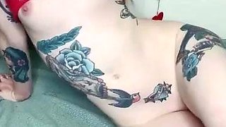 Sexy amateur redhead teen double dildo action