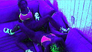 Stockings fetish lesbian licks