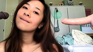 Japanese lesbian dildo toy each other