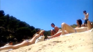 four topless college girl at the beach