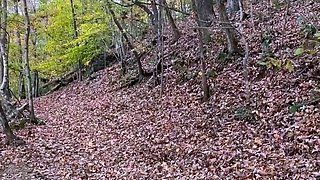 Risky Public Hiking Trail Striptease Leads to POV Blowjob