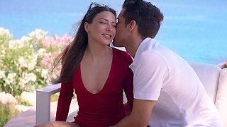 Talia's tiny tats tantalize in the sun as Alberto's big dick dominates her from all angles