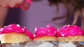 Cute y. brunette Shyla Jennings strips & fingers herself