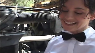 Victoria Takes A Stiff Prick In Her Teen Pussy While Leaning On The Bus