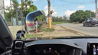 Risky handjob when driving I called beautiful redhead to see my cock until I cum!