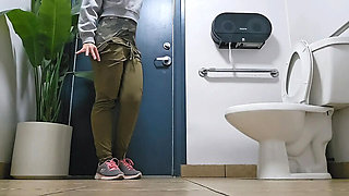 Nerdy Faery Pissing In Public Toilet Close-Up - Petite Canadian Babe With Colored Hair