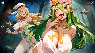 Satisfying hentai animation featuring a group of monster girls in a naughty test