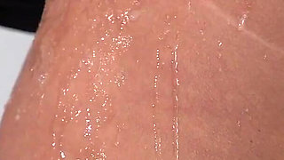 A lot of cum over my nylon leg