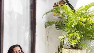 Solo Outdoors Squirting Bored on Holiday