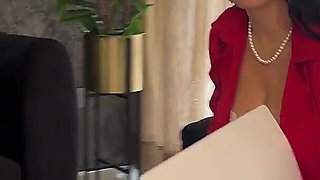 Therapy with Busty Psychologist Ends in Hardcore Threesome with Stepfather and Stepson