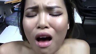 Amateur Filipina gets a face full of cum from white cock