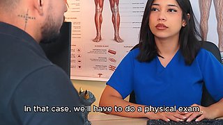 Hot Latina slut doctor gives me a nice blowjob and gets smashed from behind