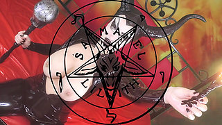 Satanic Black Latex Witch Summons Satan