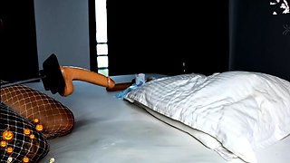 Big white ass in the bathroom masturbating with toy