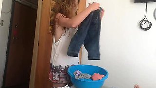 Amateur Handjob With My Brunette Stepsister - She's Scared of Getting Pregnant POV