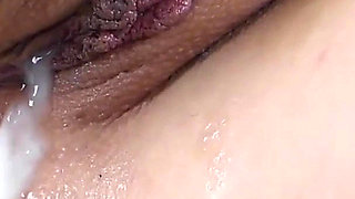 Warm Sperm Flows Out of the Pussy