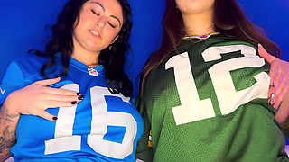 Lesbian Strapping in Football Jerseys! Lions V Packers