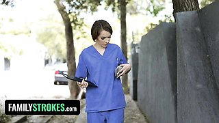 Natalie Porkman Plays Nurse and Gags on Her Step Brother's Big Boner as a Cure