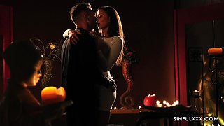 Romantic candle light sex with French seductress Cassie Del Isla