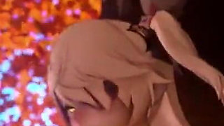 Genshin Impact's Fischl Fucked by Walking Mitachurl on a Harness Restraint Toy - Bondage Carry Fuck