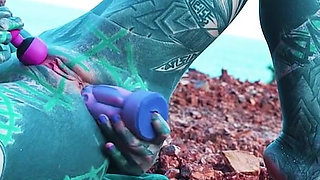 I Masturbate Outside My Anal Hole with Dildo Until I Need to Pee