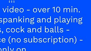 Domina spanking and playing with slave's ass, cock and