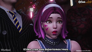 D.Va gets fucked hard by two black cocks